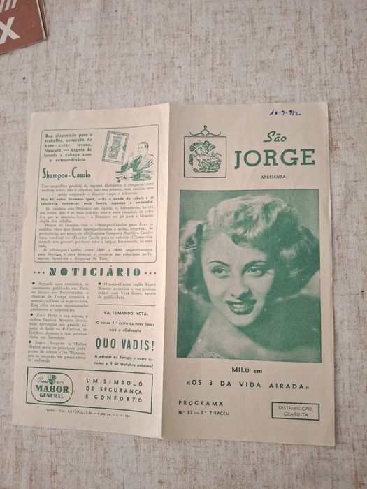 Programa antigo cimema português milu os 3 da vida airada