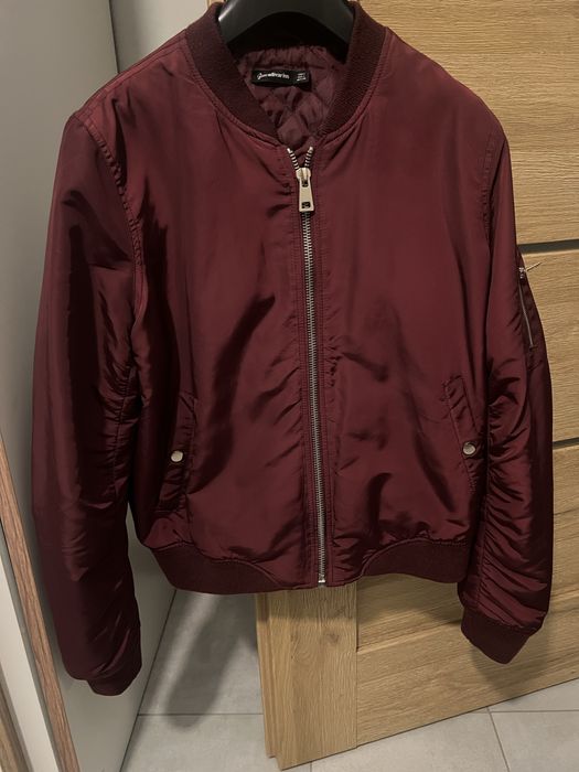 Bomberka kurtka damsk bordowa L Stradivarius