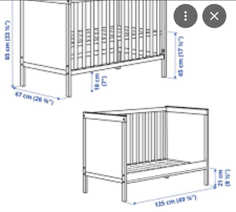 Berço IKEA SUNDVIK Cinzento (60x120cm) + Colchão – Como Novo!