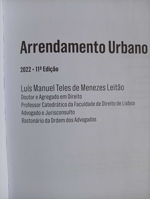 Livro "Arrendamento Urbano", de Luís Menezes Leitão