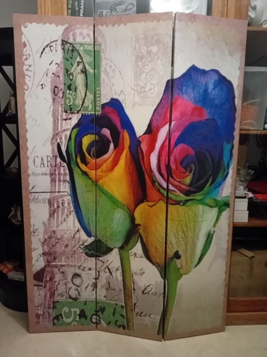 Biombo 2 faces c Lirios e rosas