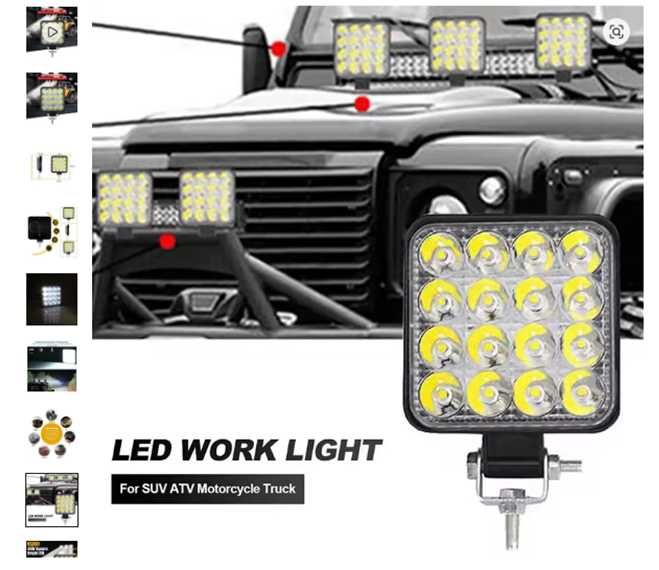 Focos, projectores, Farois para Jipe, Carros, Camião, Barco 12V, 48W