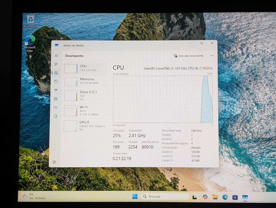 Portatil Lenovo Thinkpad E15 I3-10110U 8GB 256GB