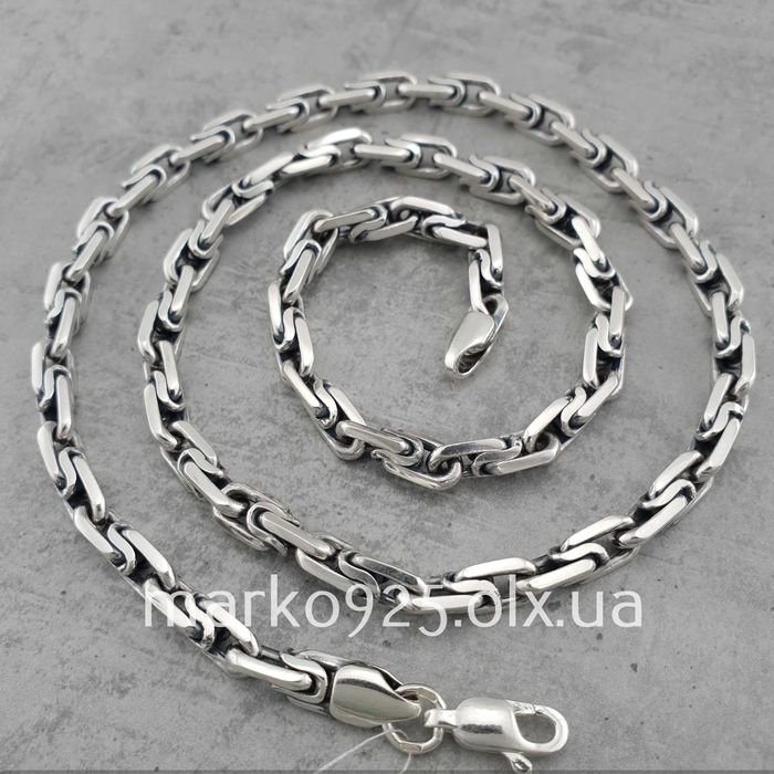 Товстий срібний ланцюжок якір гранений. Чоловіча масивна цепочка Біт