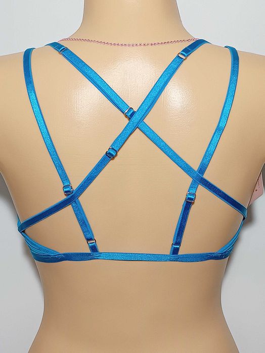 Savage X Fenty Biustonosz Braletka niebieska zapinana z przodu S