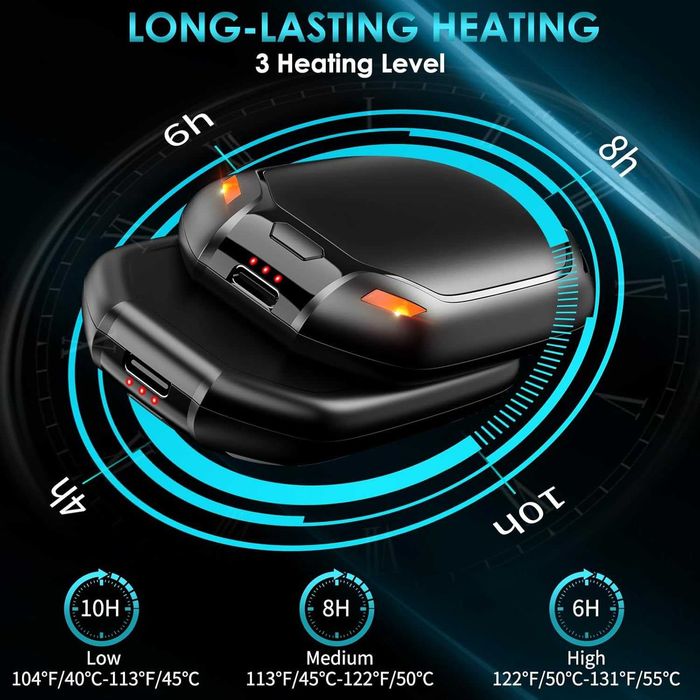 Fim das mãos geladas! Aquecedor mãos USB 3 potências 40 - 55 °C NOVO