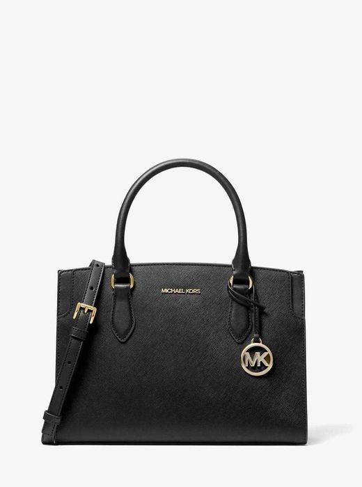 Сумка Michael Kors Becca 30R6GQ6S2L жіноча шкіряна сафʼяно чорна оригінал / Сумка женская кожаная сафьяно Michael Kors Becca оригинал черная