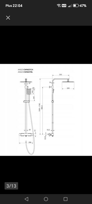 Kolumna prysznicowa corsan nowa na gwarancji