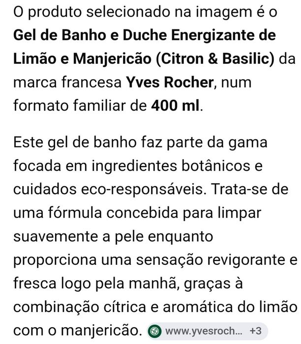 Gel de Banho Energizante Limão & Manjericão 400ml yves rocher