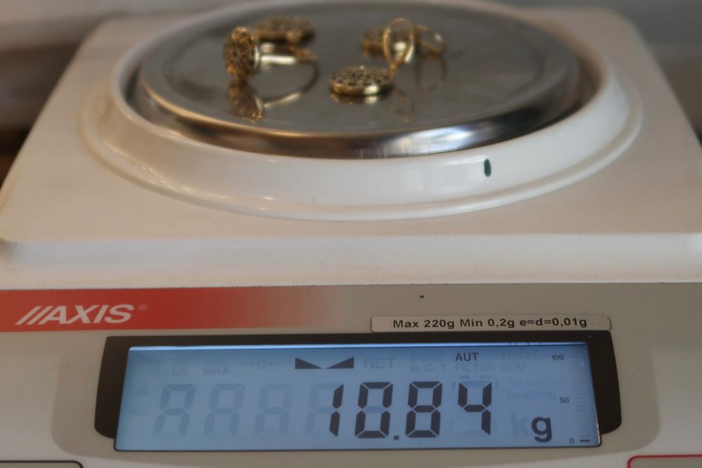 Złoty komplet Apart Onyx + Diamenty 585