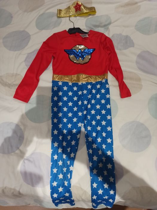 Disfarce carnaval fato mulher maravilha wonder woman T6-8 anos