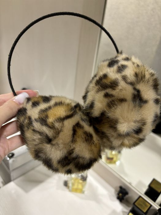 Хутряні навушники леопард меховые наушники