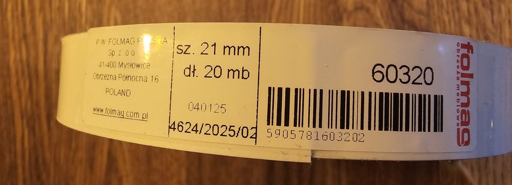 Obrzeże meblowe białe