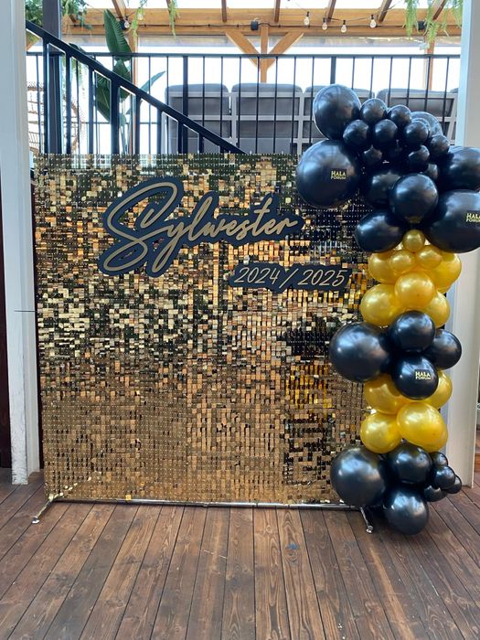 Ścianka cekinowa złota DISCO! 210x210 cm. Piękna.  Wynajem. KRAKÓW .