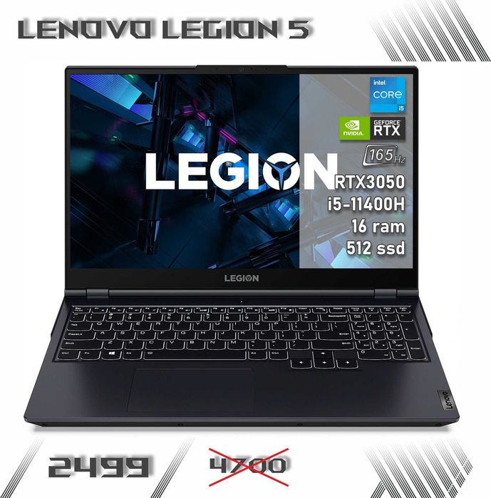 LAPTOP GAMINGOWY Lenovo Legion 5 RTX 3050 i5-11400H 165 hz