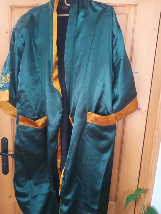Szlafrok męski/kimono dwustronny thai silk, wyszywany smok