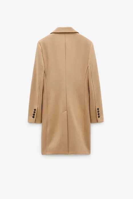 ZARA SuperLuksusowy Płaszcz 75% wełna camel Anja piękny XL