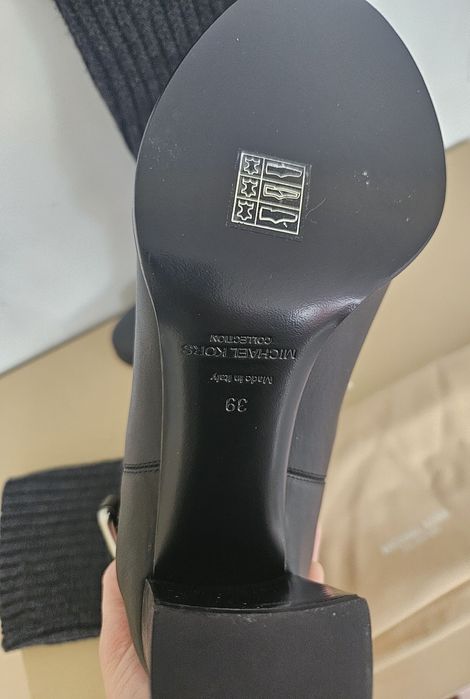 Czarne botki kozaki Michael Kors skóra kaszmir