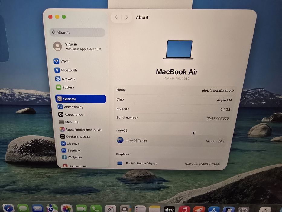 MacBook Air 15” M4 (2024) 24GB/512GB • USA • gwarancja do 09/2026 •