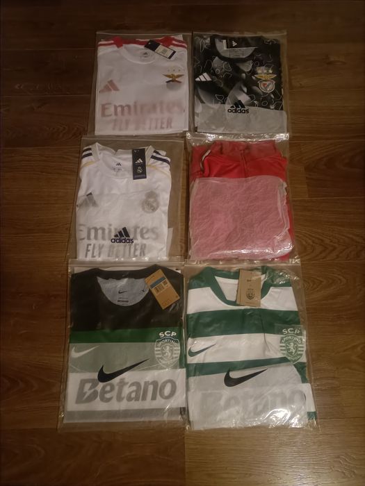Camisolas do Benfica, Sporting,R. Madrid e  Casaco Benfica vermelho