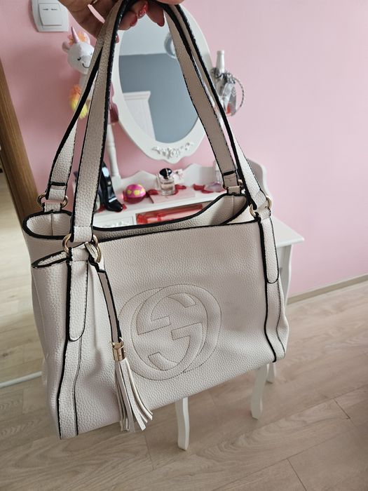 Torebka kremowa nude ze skóry