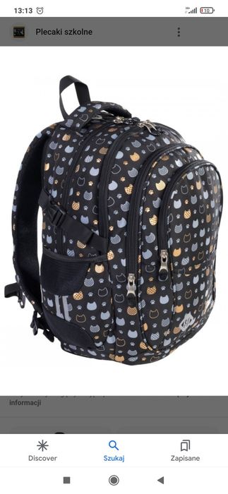 Czarny plecak w koty - używany stan dobry