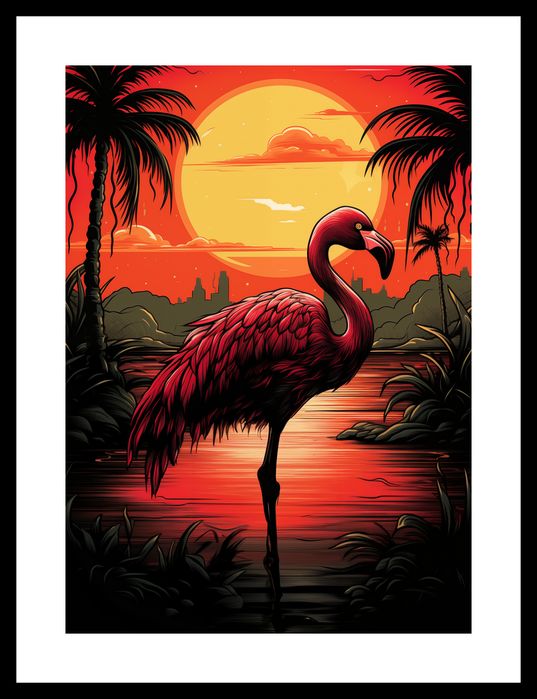 Plakat 25x35cm Flaming nad Wodą