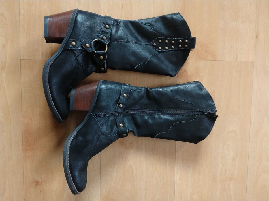 Kozaki kowbojki czarne i brąz rozmiar rozmiar 38,39 i 40