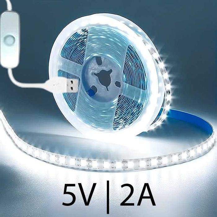 USB лента 5V/ 5м, 4м, 1м Лед LED світлодіодні стрічки білі теплі