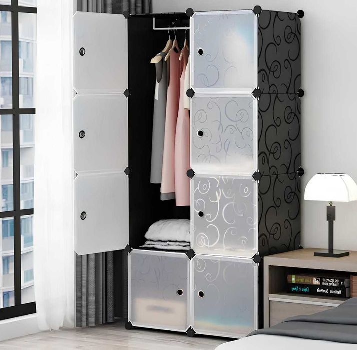Стильный тканевый шкаф для вещей органайзер каркасна шафа чорна