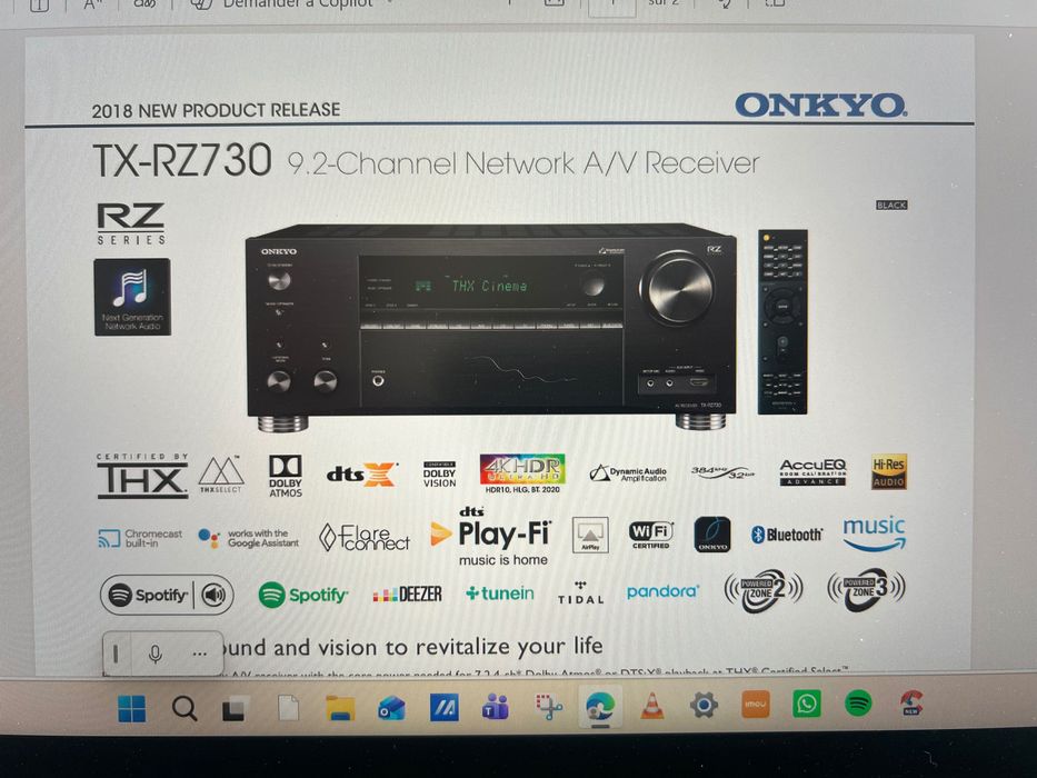 Amplificador cinema Onkyo TX-RZ730