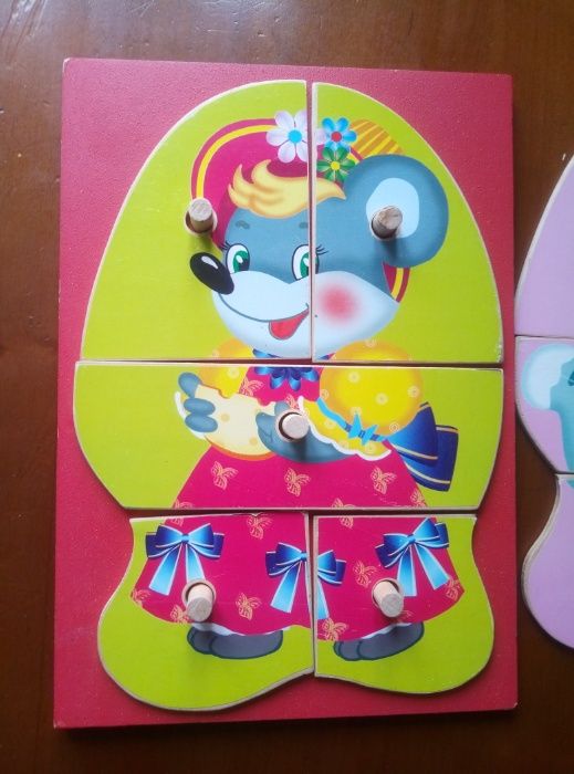 Деревянный пазл 3 в 1 для самых маленьких