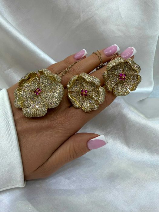 Komplet wisiorek i kolczyki z diamentami naturalnymi 24.57 CT