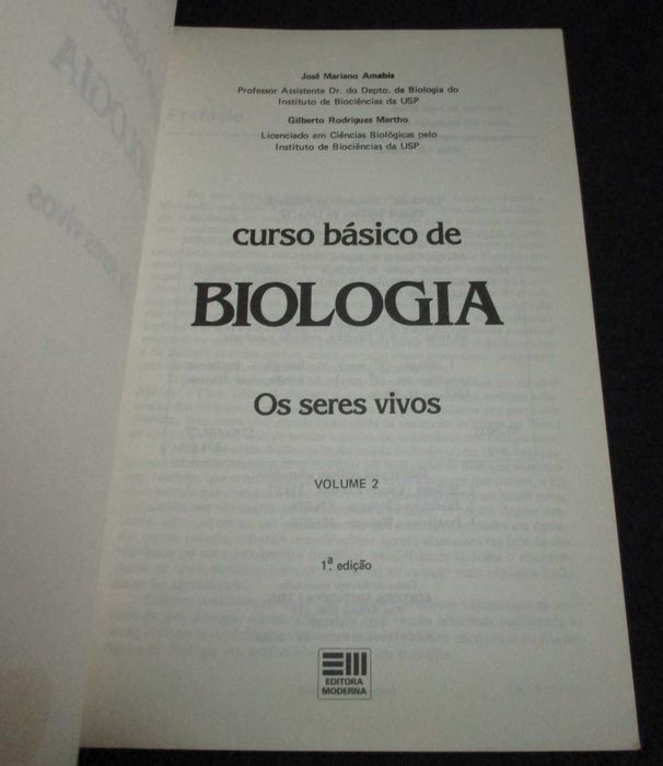 Livro Curso Básico de Biologia Amabis e Martho 3 Volumes