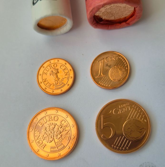 Moedas 1 + 5 cêntimos Áustria 2004 UNC