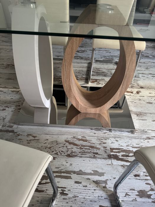 Conjunto de sala mesa + cadeiras + espelho + aparador