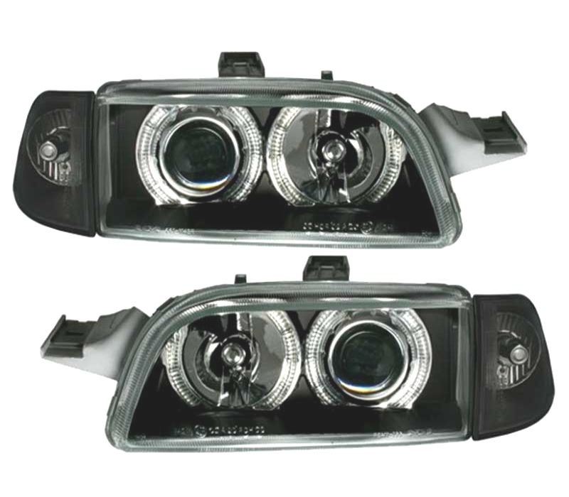 FARÓIS ANGEL EYES FIAT PUNTO 93-99 FUNDO PRETO