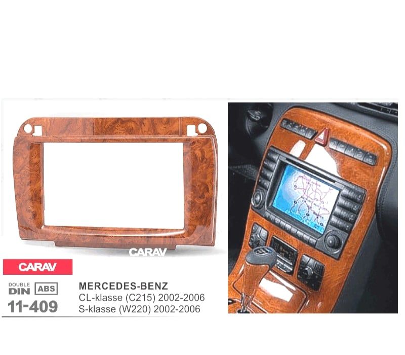 MOLDURA ADAPTADOR MADERA ALTO BRILHO PARA RADIO 2-DIN MERCEDES CLASE-CL W216 CLASE-S W220