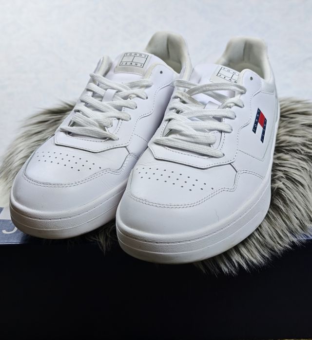 Skórzane sneakersy Tommy Jeans TJM Cupsole Leather  r. 46 białe
