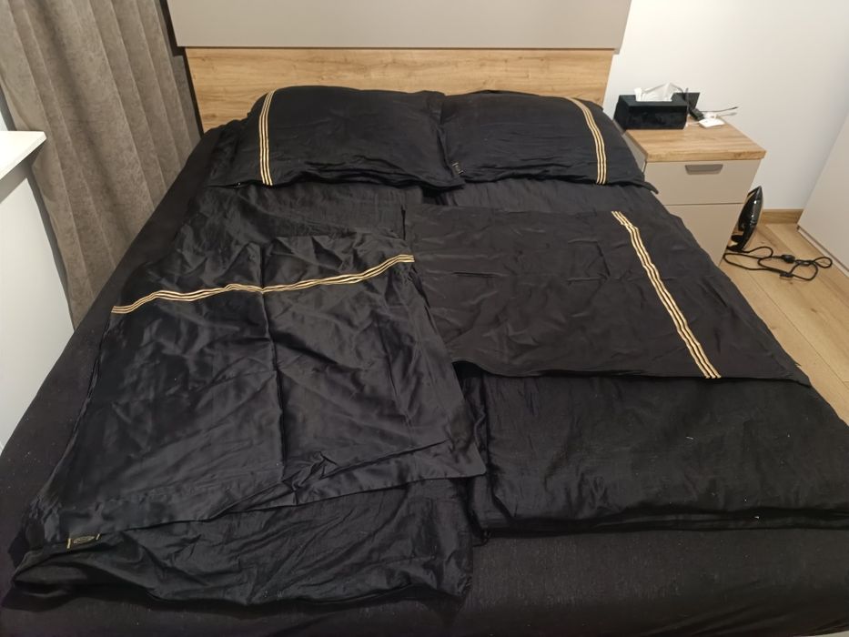 2x Pościel eurofirany  satyna bawełniana rozmiar 160X200 czarna