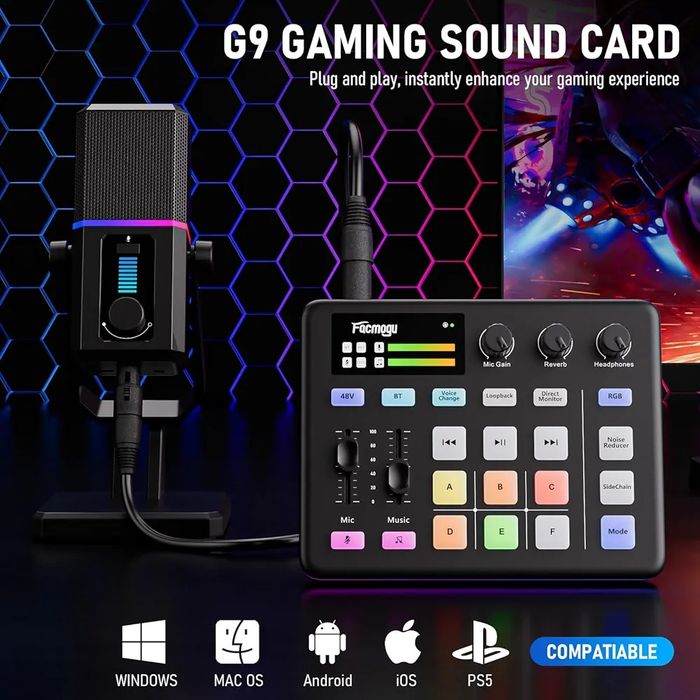 Ігровий аудіомікшер facmogu g9 з live sound card