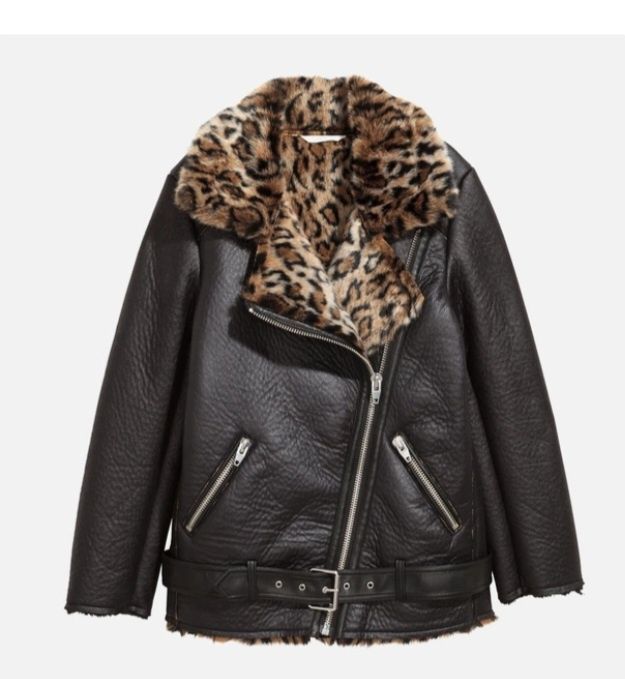 Тепла дубленка з леопардовим принтом h&m