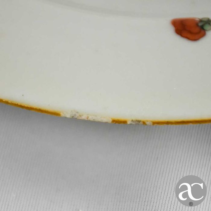 Prato porcelana China período Yongzheng séc. XVIII, flores e inseto n3