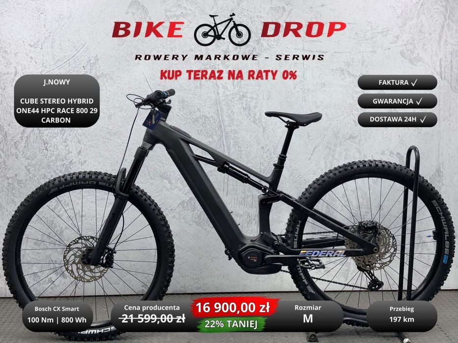 Rower Elektryczny MTB Full Cube Stereo Hybrid ONE44 HPC RACE 800 JNOWY