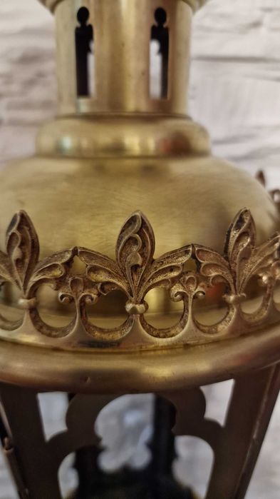 Lampa mosiężna procesyjna ruchoma ANTYK