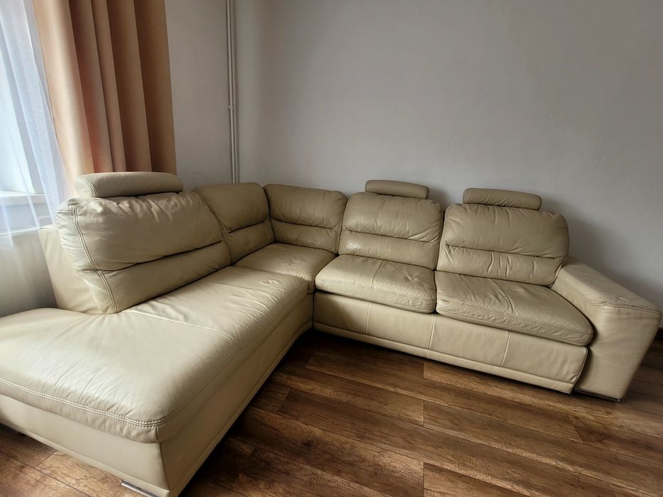 Narożnik  z funkcją spania,skóra naturalna Gala Collezione