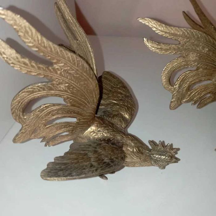 Figurki Mosiężne koguty walczące wysokość 15cm