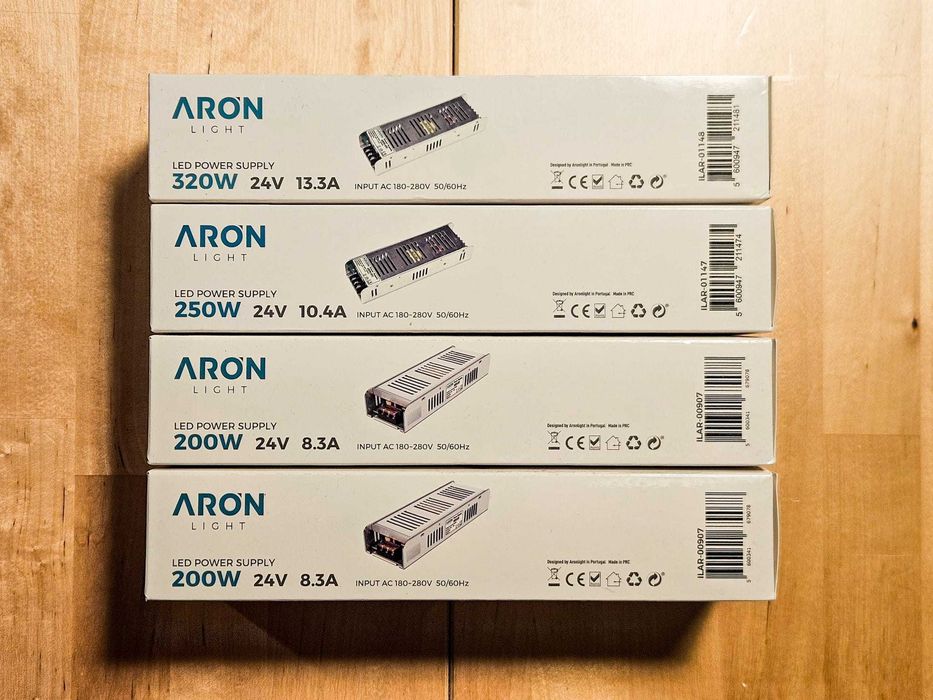 1x Fonte de alimentação 24V p/ Fita LED 200W/250W/320W – ARON Light