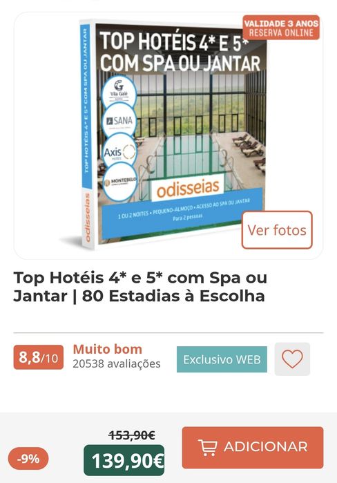 Experiência Top Hotéis 4 e 5 Estrelas com SPA ou jantar
