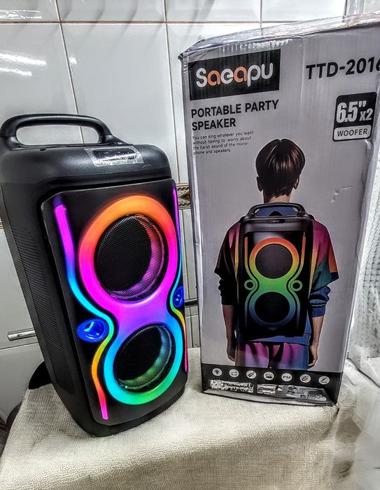 Большая блютуз колонка 60 ватт с микрофоном и хорошим басом